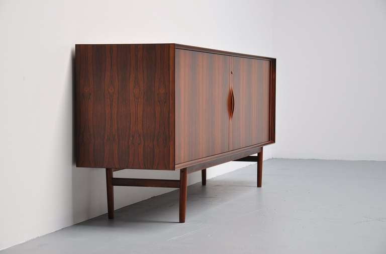 Danish Arne Vodder Rosewood Credenza With Tambour Doors, Sibast 1960