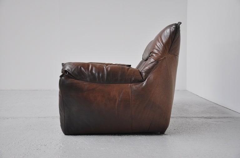 Mid-Century Modern Leather Patchwork Low Rock Sofa by Montis, 1970