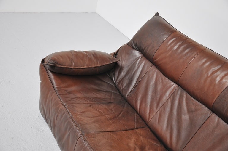 Dutch Leather Patchwork Low Rock Sofa by Montis, 1970