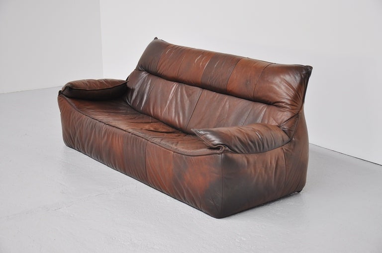 Leather Patchwork Low Rock Sofa by Montis, 1970 In Good Condition In Roosendaal, Noord Brabant