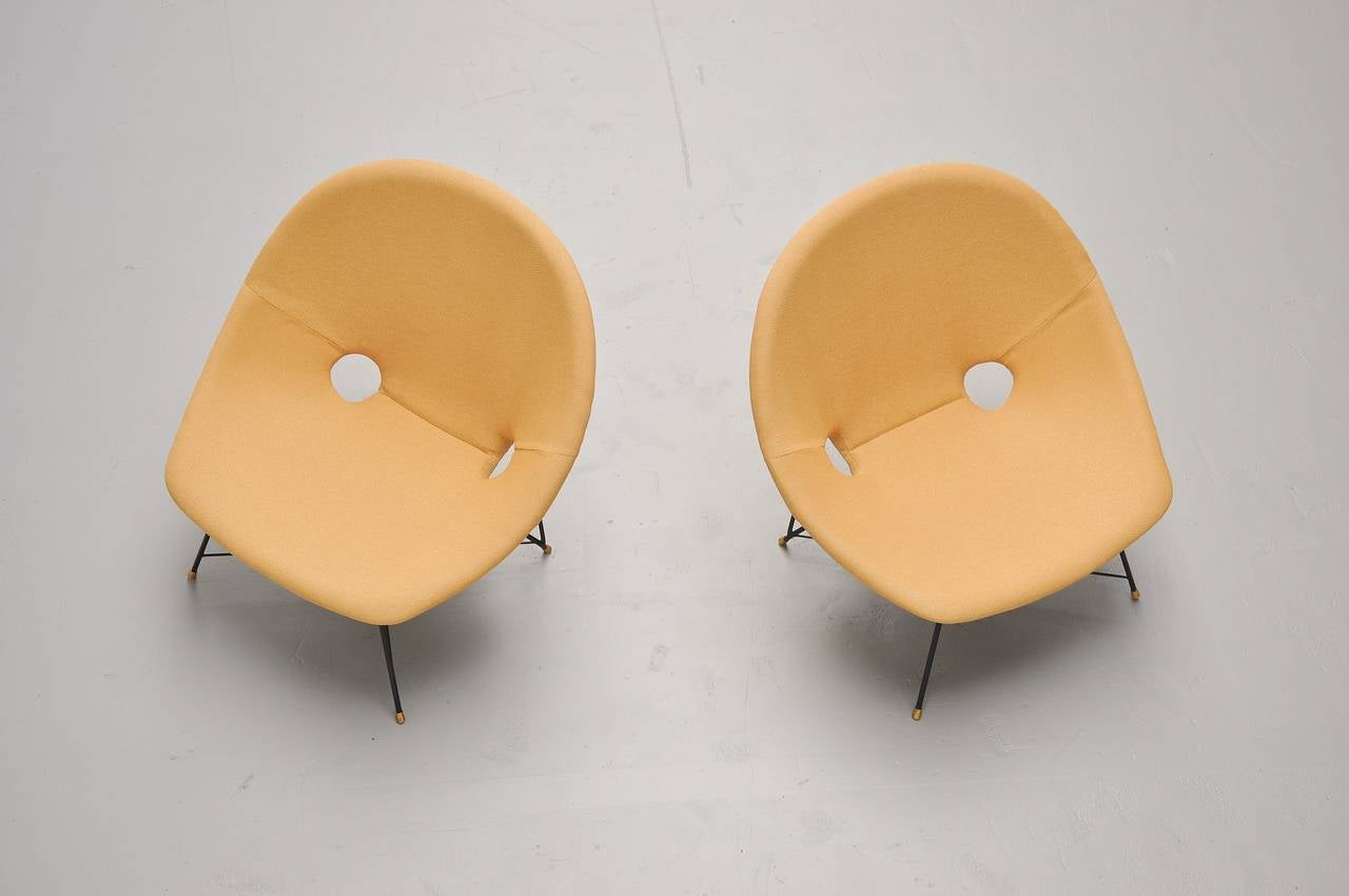 Lacquered Augusto Bozzi lounge chairs for Saporiti Italy 1954