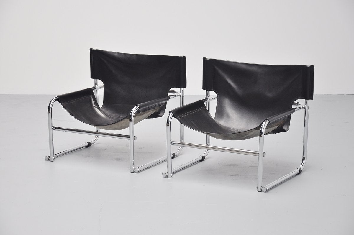 Plated Rodney Kinsman T1 Sling Lounge Chairs Bieffeplast, 1967