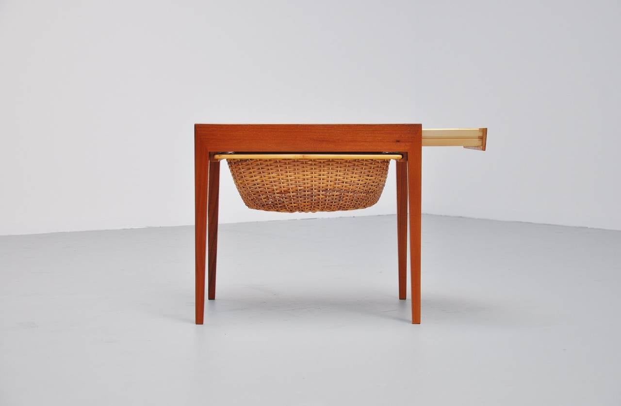 Teak Severin Hansen Sewing Table by Haslev, Denmark, 1955