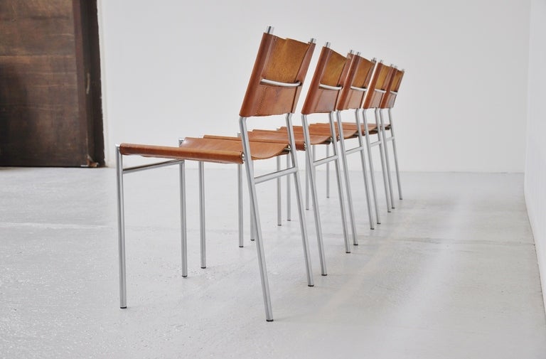 Mid-Century Modern Martin Visser SE06 Dinig chairs in cognac leather 1967