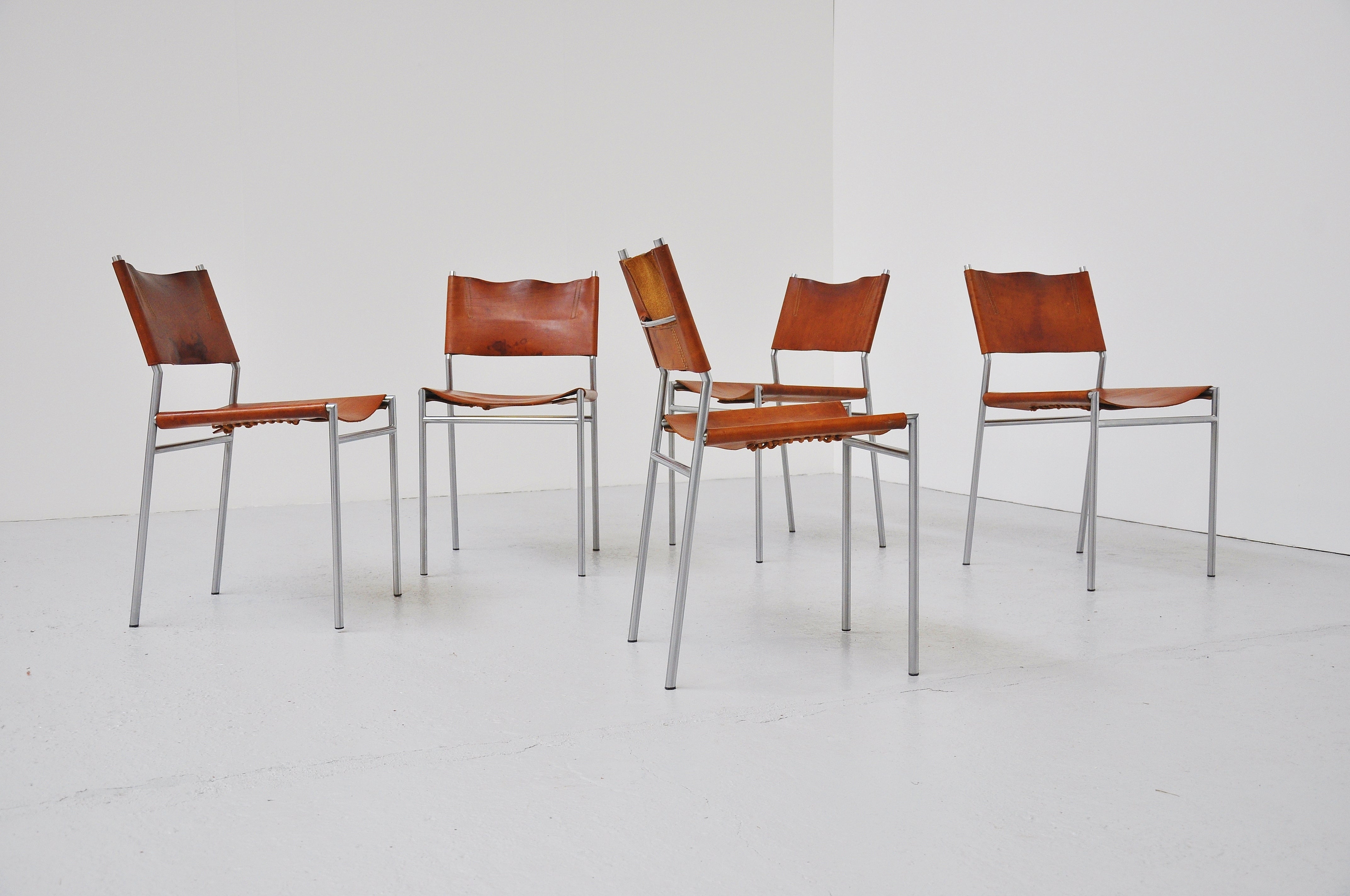 Martin Visser SE06 Dinig chairs in cognac leather 1967