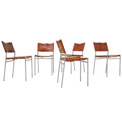 Martin Visser SE06 Dinig chairs in cognac leather 1967
