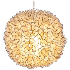 Flower Ball Lamp With Pearl Leaves, Belgium 1970