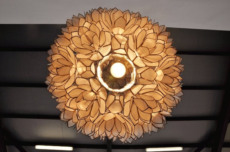 Flower Ball Lamp With Pearl Leaves, Belgium 1970 3