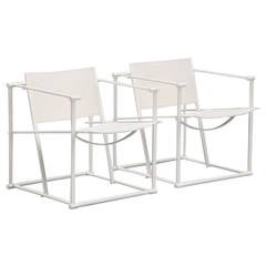 Radboud van Beekum FM61 White Cubic Chairs for Pastoe, 1980