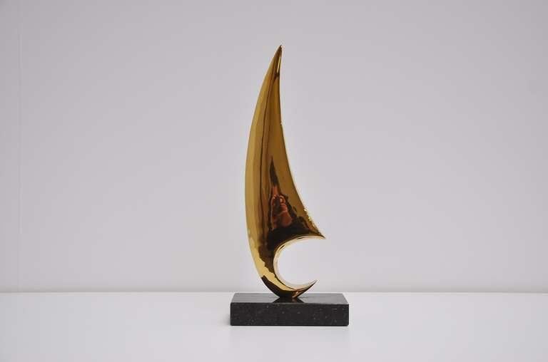 Abstract Modern Brass Sailing Boat, Belgium 1970