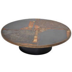 Paul Kingma Ceramic Art Slate Coffee Table With Metal Foot 1974