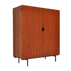 Vintage Pastoe Japanese series wardrobe teak with metal frame