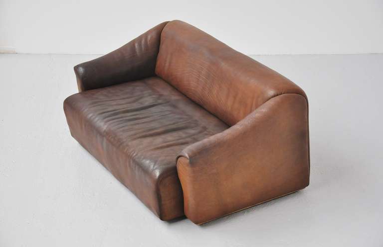 De Sede DS47 3 seater sofa in brown thick Bullhide 1970 1