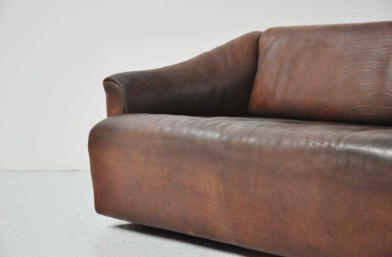De Sede DS47 3 seater sofa in brown thick Bullhide 1970 3