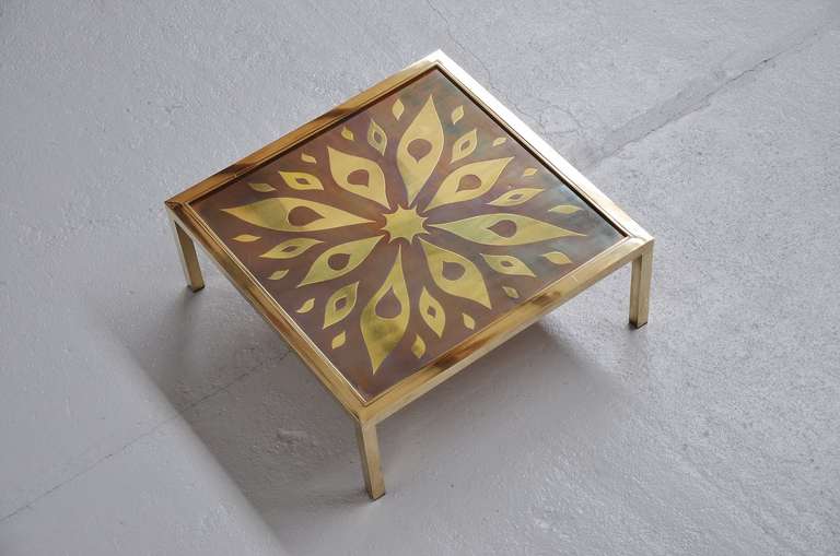 Willy Daro Signed Brass Coffee Table Belgium 1970 In Excellent Condition In Roosendaal, Noord Brabant