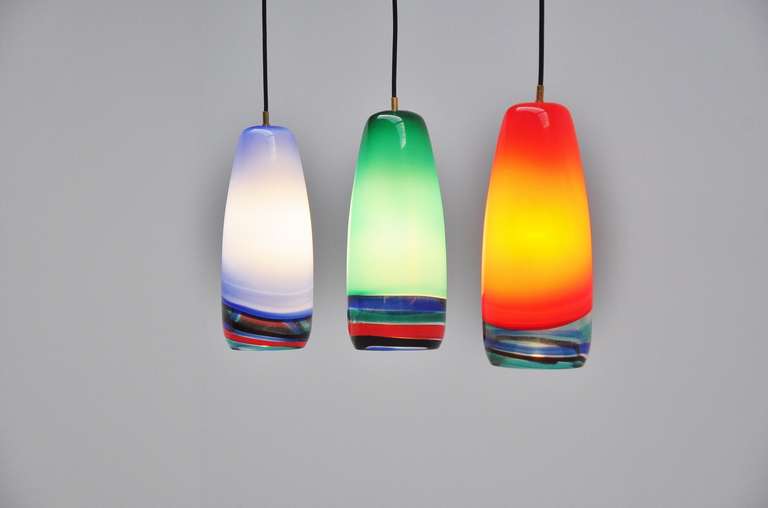 Italian Massimo Vignelli Sigaro Pendant Lamps Venini 1954