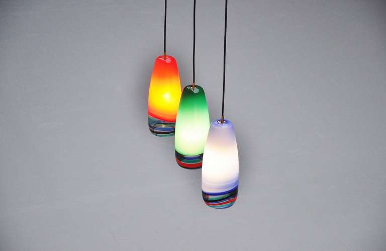 Mid-20th Century Massimo Vignelli Sigaro Pendant Lamps Venini 1954