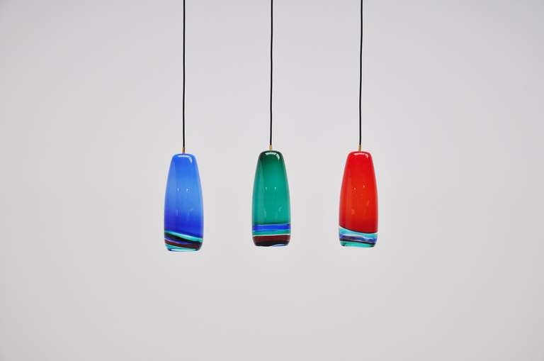 Blown Glass Massimo Vignelli Sigaro Pendant Lamps Venini 1954