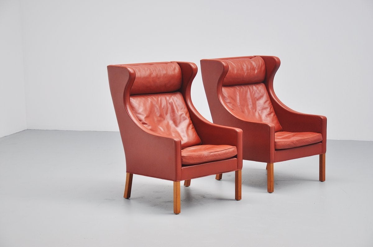 Mid-20th Century Borge Mogensen 2204 Wing Back Chairs for Fredericia, 1963