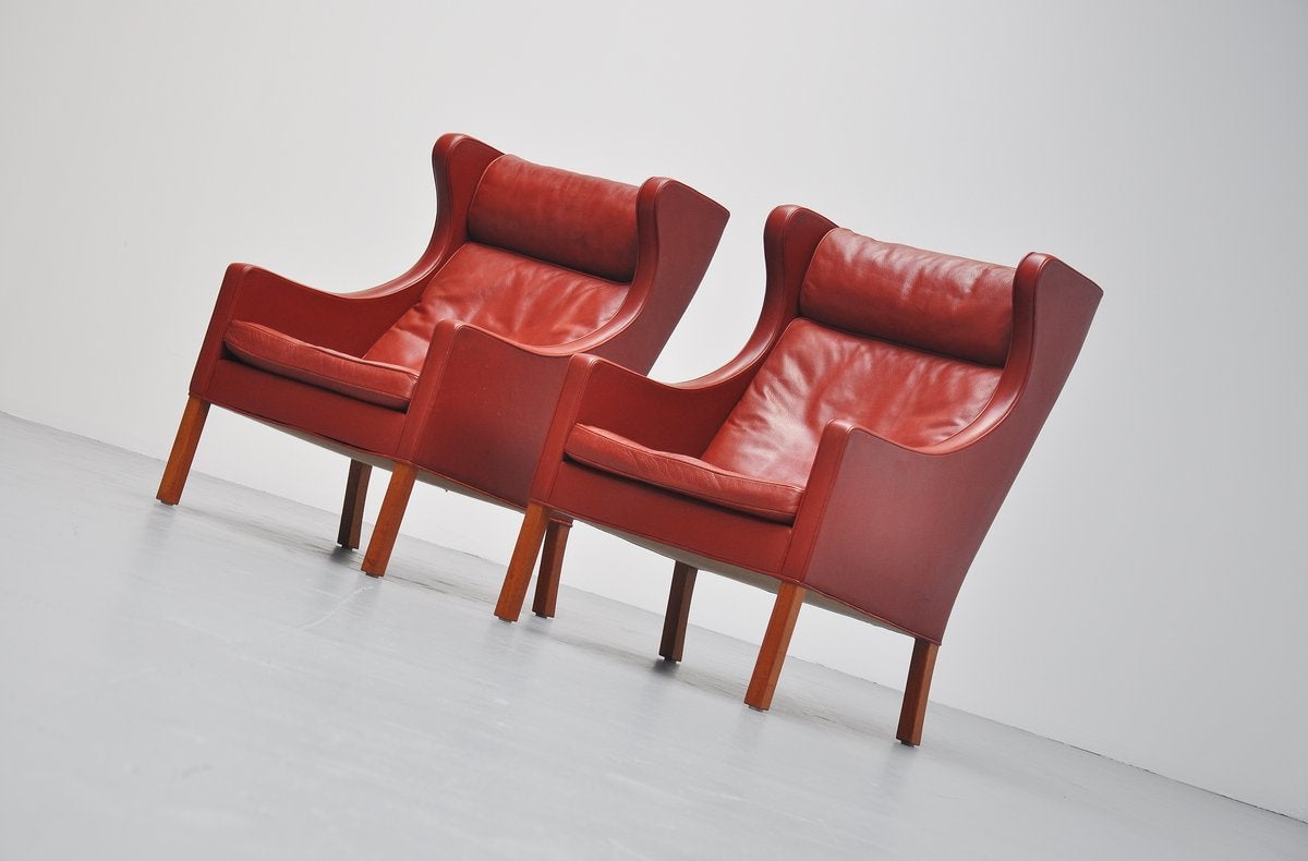 Borge Mogensen 2204 Wing Back Chairs for Fredericia, 1963 In Good Condition In Roosendaal, Noord Brabant