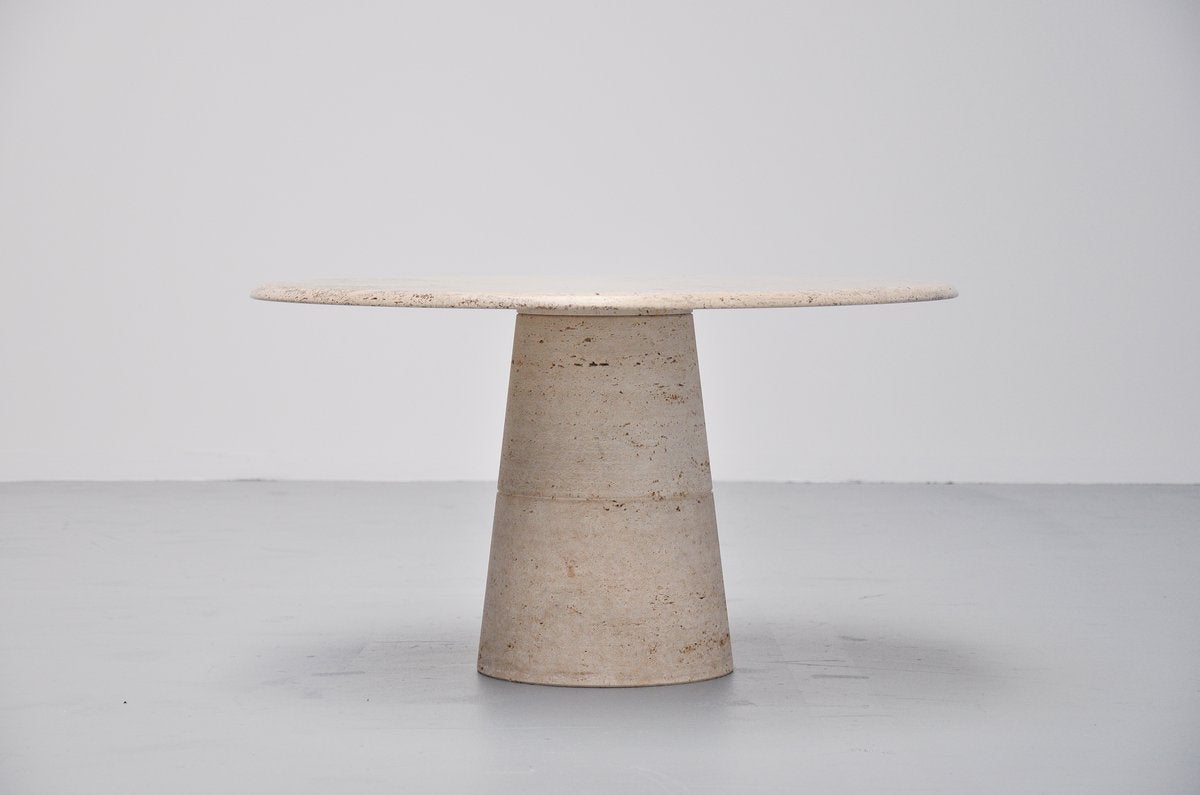 Travertine Coffee Table in the Manner of Angelo Mangiarotti, 1970 1