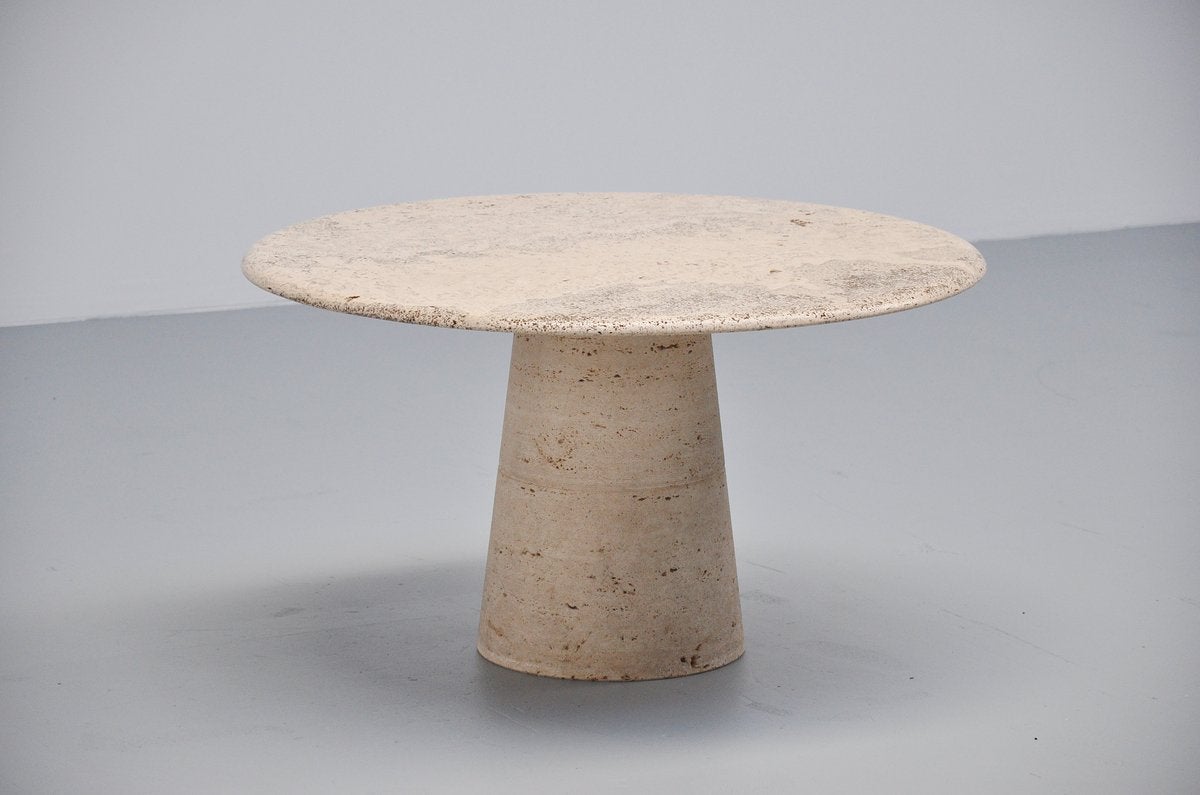 Mid-Century Modern Travertine Coffee Table in the Manner of Angelo Mangiarotti, 1970
