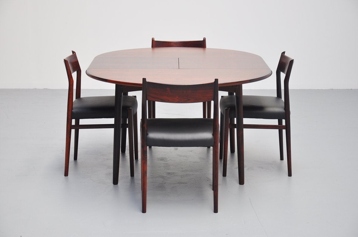 Scandinavian Modern Niels Koefoed Rosewood Extendable Dining Table, Denmark, 1960