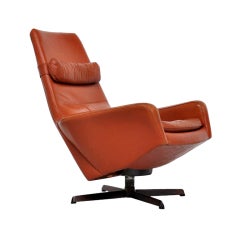Bovenkamp leather swivel lounge chair Danish inspired
