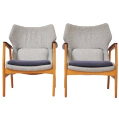 Bovenkamp wingback easy chairs with original fabric 1960