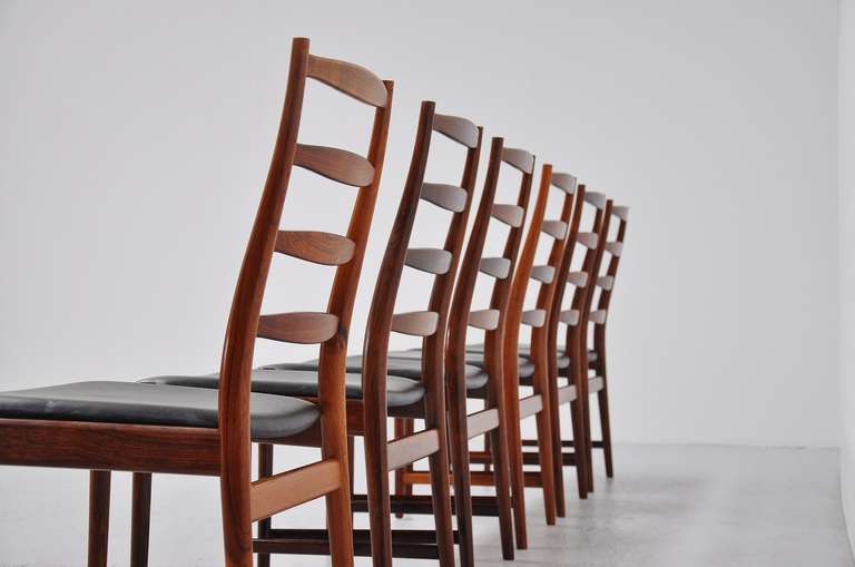 Danish Arne Vodder Vamo Sonderborg high back dining chairs rosewood 1960