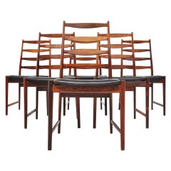 Arne Vodder Vamo Sonderborg high back dining chairs rosewood 1960