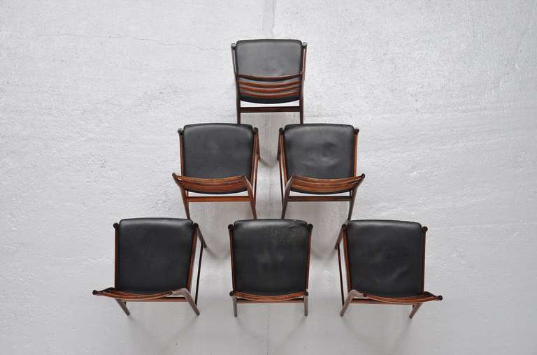 Mid-20th Century Arne Vodder Vamo Sonderborg high back dining chairs rosewood 1960