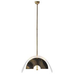 Lucite and Brass Pendant Lamp Romeo Rega Attributed, 1970