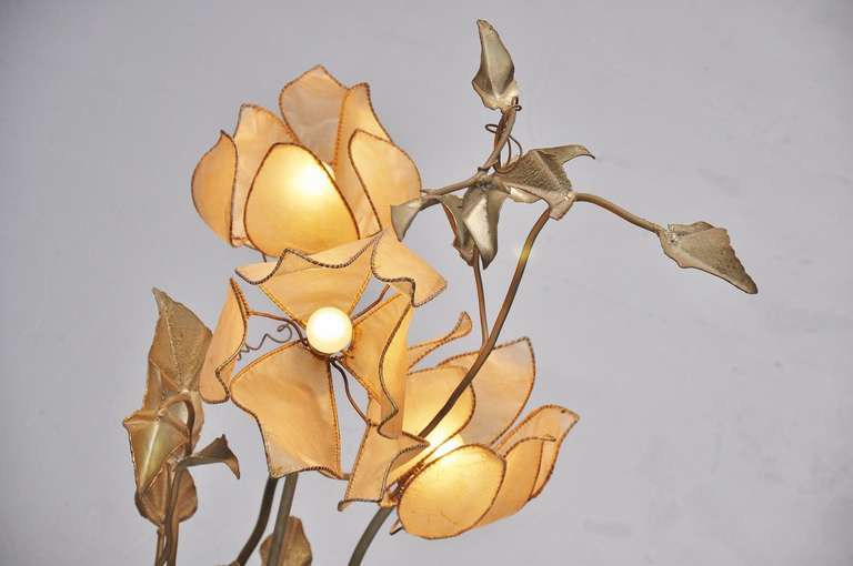 Gold Plate Large Flower Shaped Floor Lamp France 1975