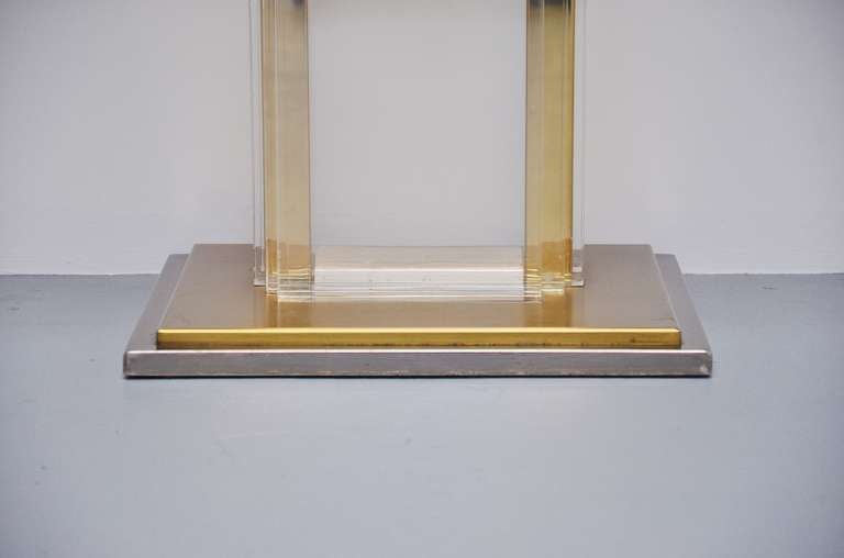 Italian Romeo Rega Console Table in Marble, Brass and Lucite Italy 1970