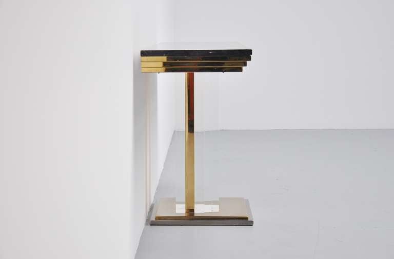 Romeo Rega Console Table in Marble, Brass and Lucite Italy 1970 4