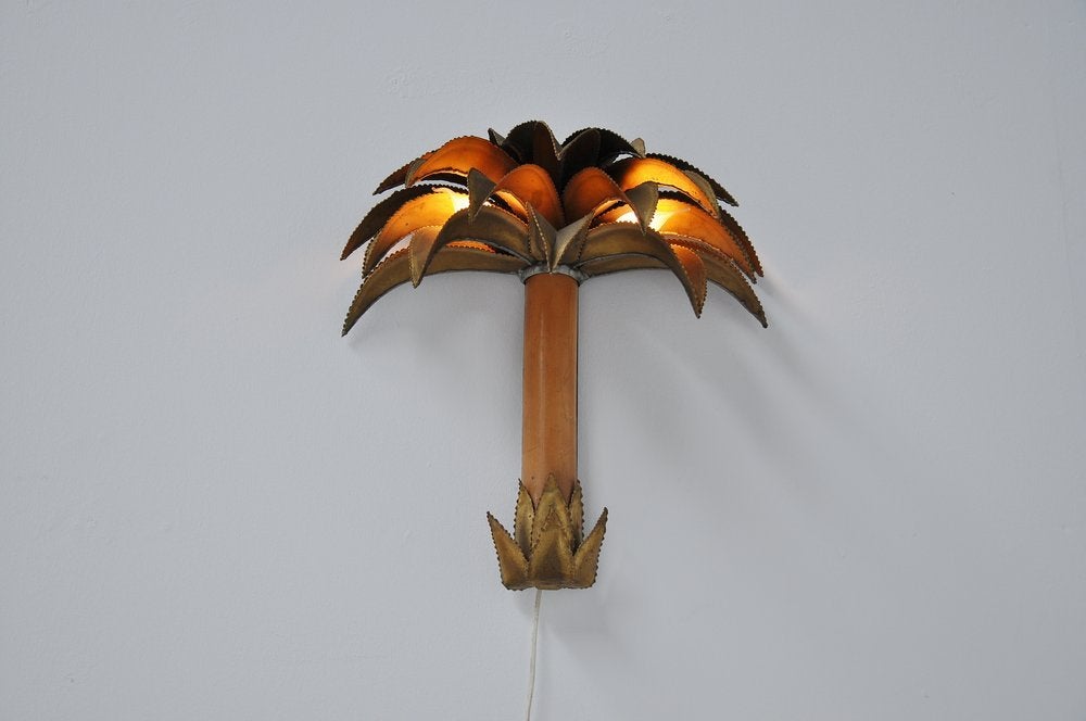 Maison Charles Style Brass Palm Tree Wall Lamp 2