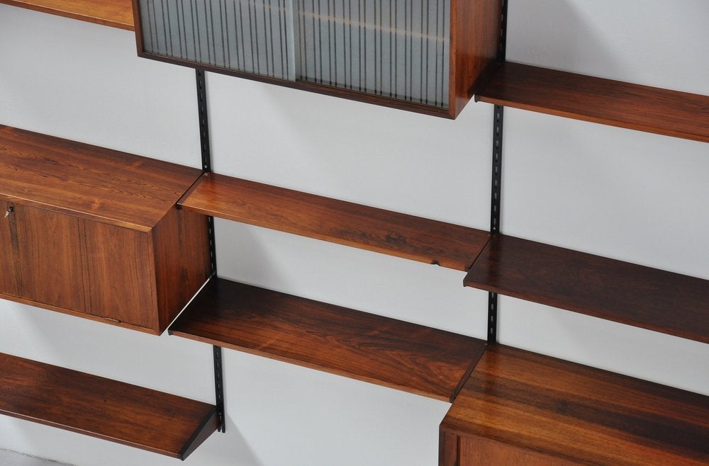 Kai Kristiansen rosewood shelving system FM Mobler In Good Condition In Roosendaal, Noord Brabant