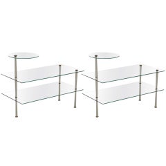 Pair Glass Brass End / Bed Table Consoles Italy Ponti