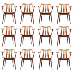 20 Dutch Plywood Dining Chairs in the Manner of Hans Brattrud, 1960
