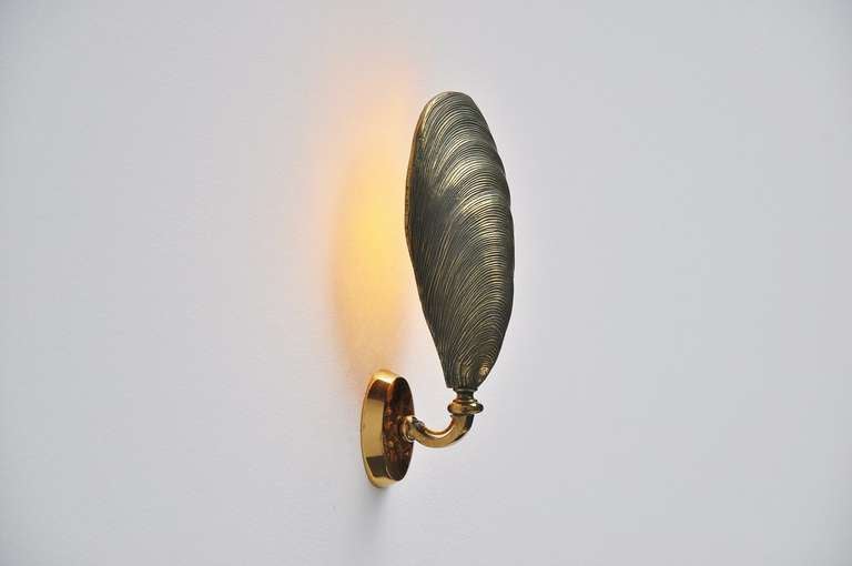 Solid Bronze Mussel Sconces Made In France 1970 2