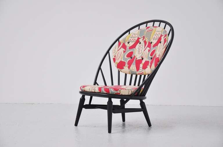 Swedish Sven Engstrom Arch Chair with Amazing Fabric, 1950