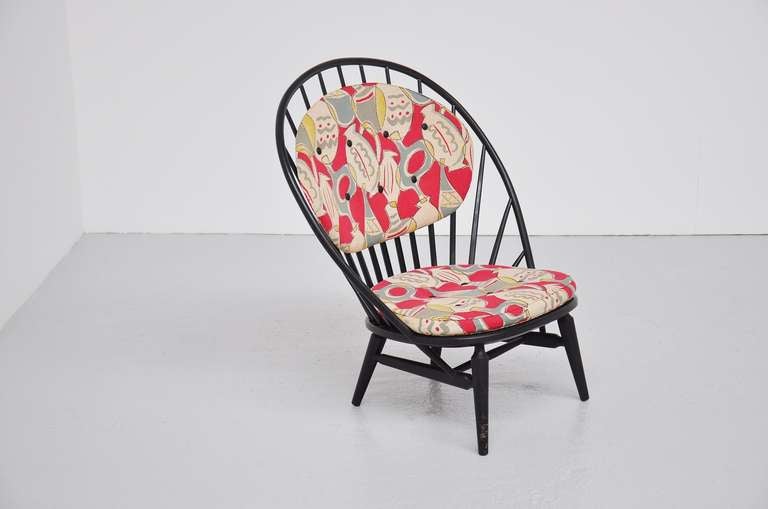 Sven Engstrom Arch Chair with Amazing Fabric, 1950 In Excellent Condition In Roosendaal, Noord Brabant