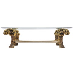 Brass Sculptural Tulip Table, Belgium 1970 Willy Daro Attributed