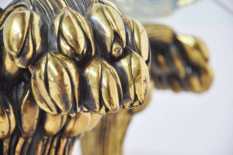 Brass Sculptural Tulip Table, Belgium 1970 Willy Daro Attributed 4