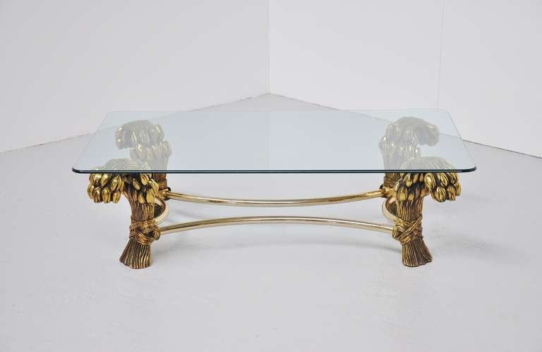 Brass Sculptural Tulip Table, Belgium 1970 Willy Daro Attributed 2