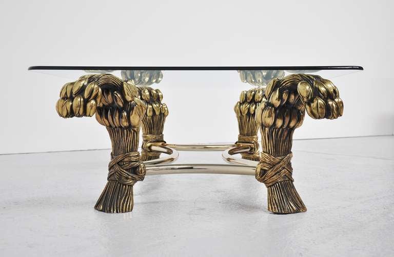 Brass Sculptural Tulip Table, Belgium 1970 Willy Daro Attributed 3