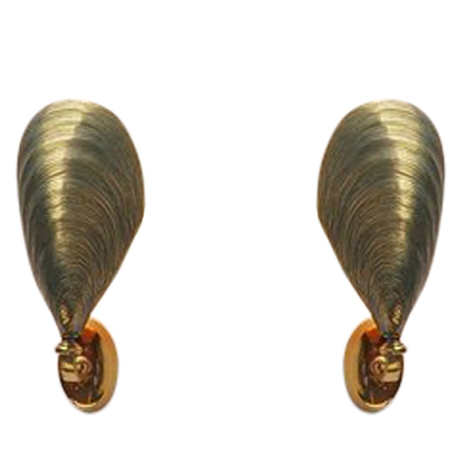 Solid Bronze Mussel Sconces Made In France 1970