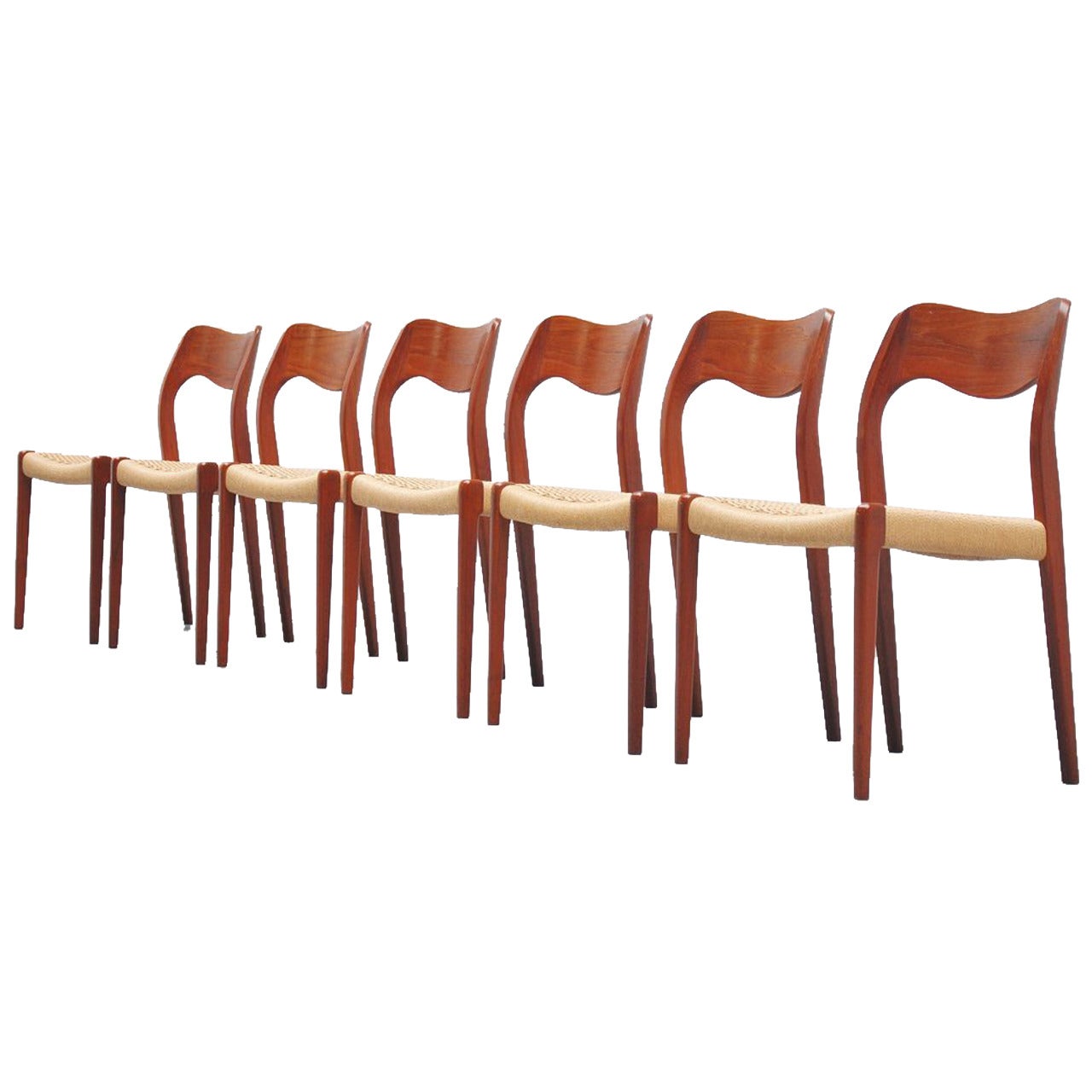 Niels Møller Dining Chairs, Model 71 in Teak, Denmark 1951