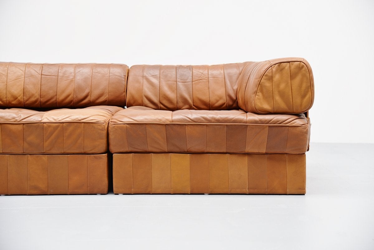 Mid-Century Modern De Sede DS88 Leather Patchwork Sofa, Switzerland 1970